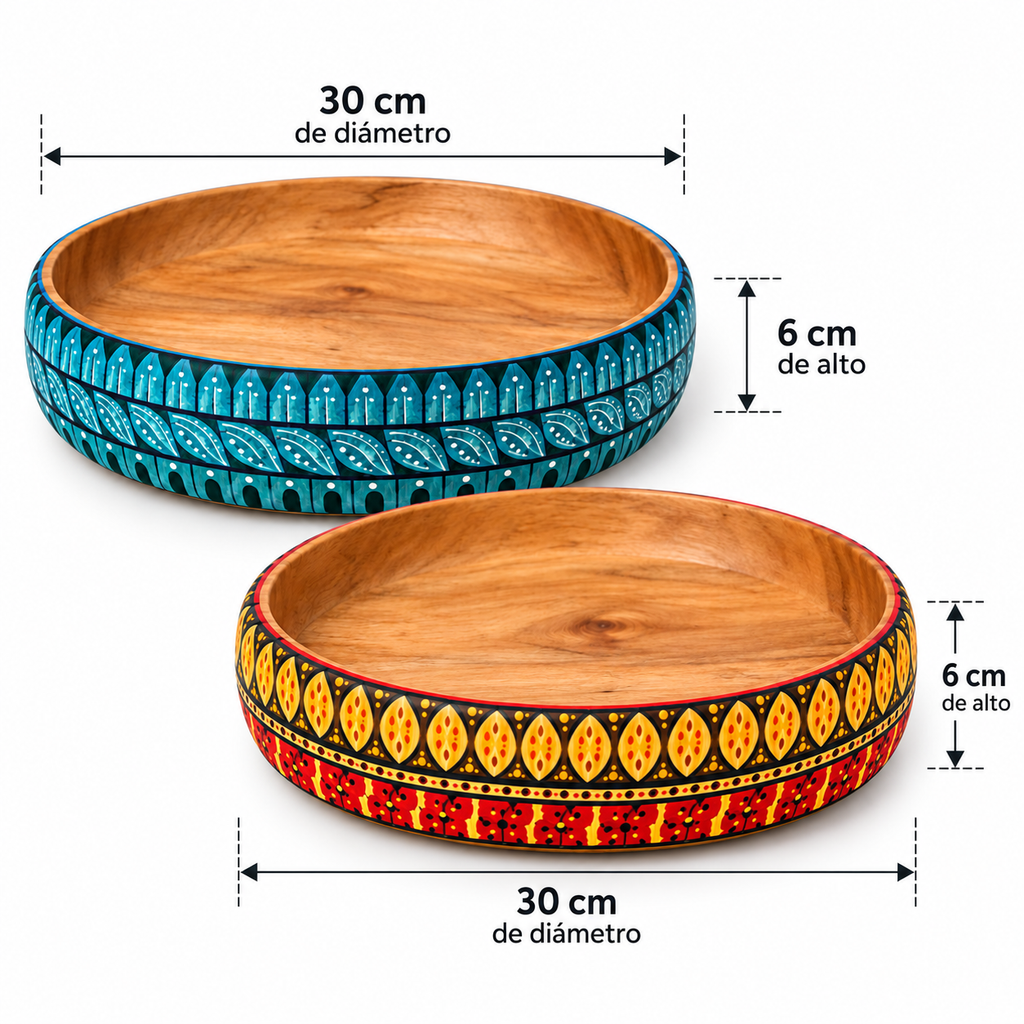 “Horizonte Oaxaqueño” Set de 2 Platos Artesanales de Madera