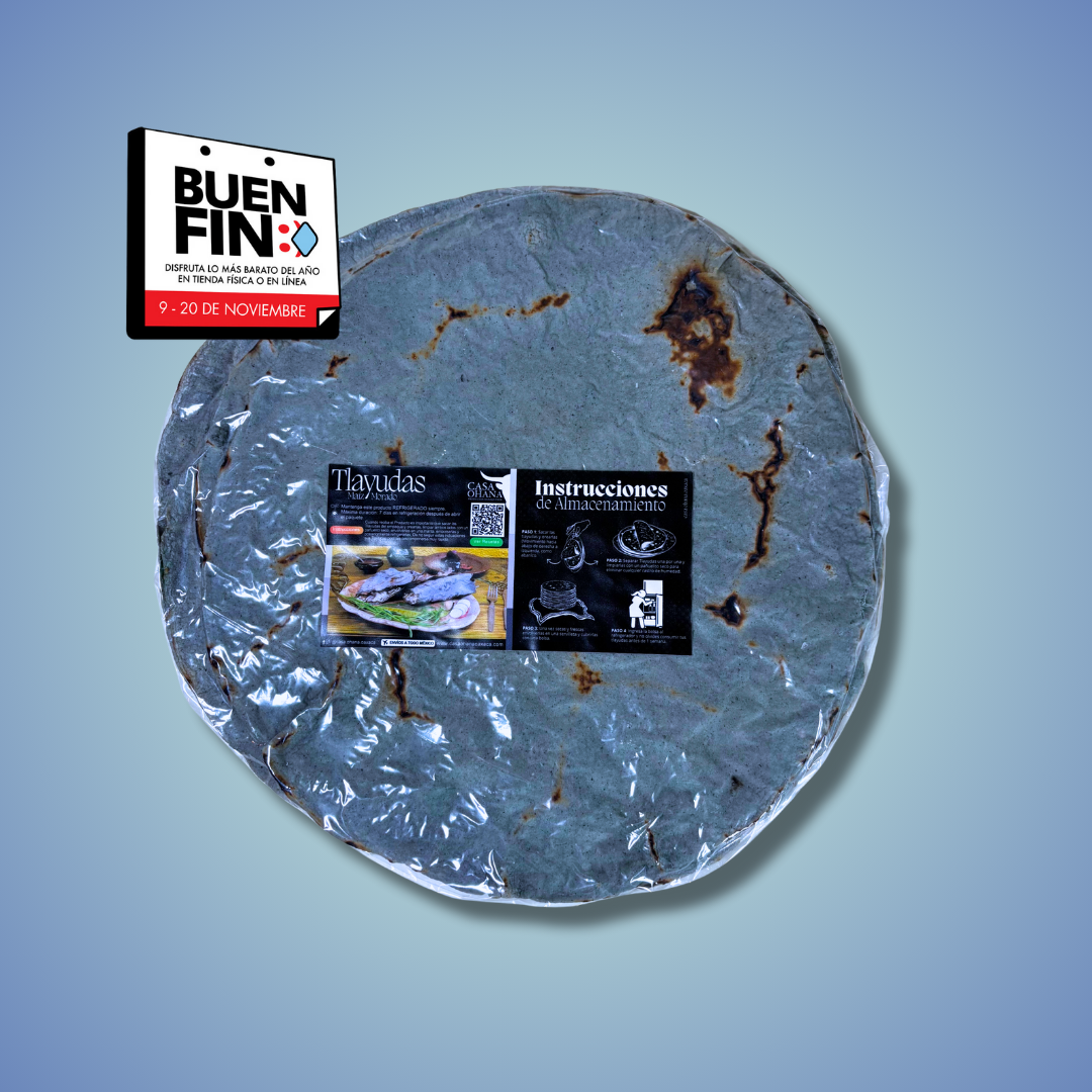 12 pzas. Tlayudas Maiz Morado